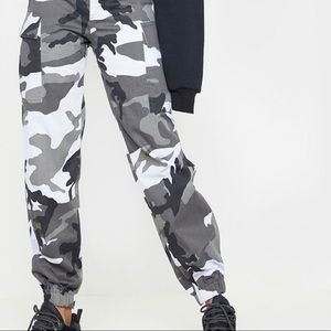Camo print cargo trousers